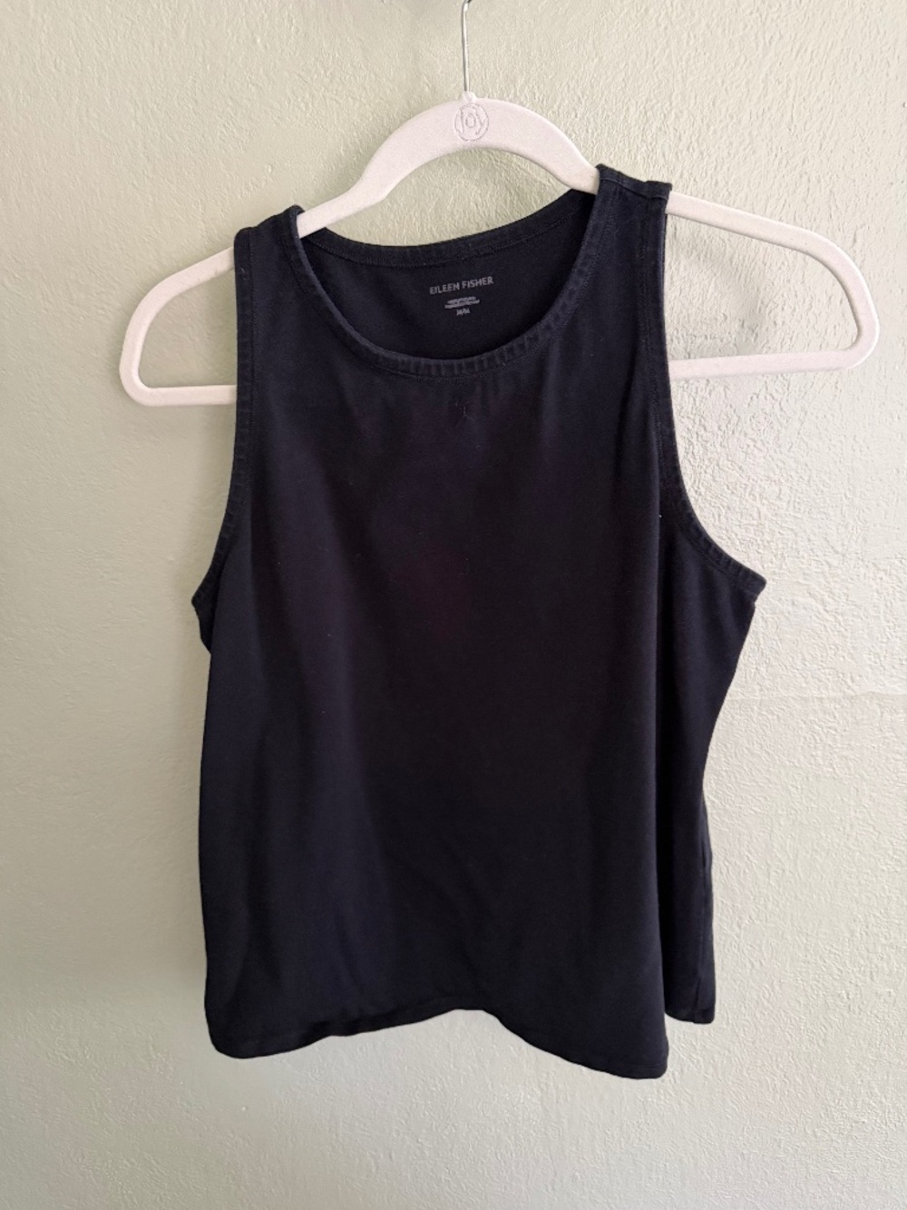 Eileen Fisher black A-Line cotton tank top, size Medium
